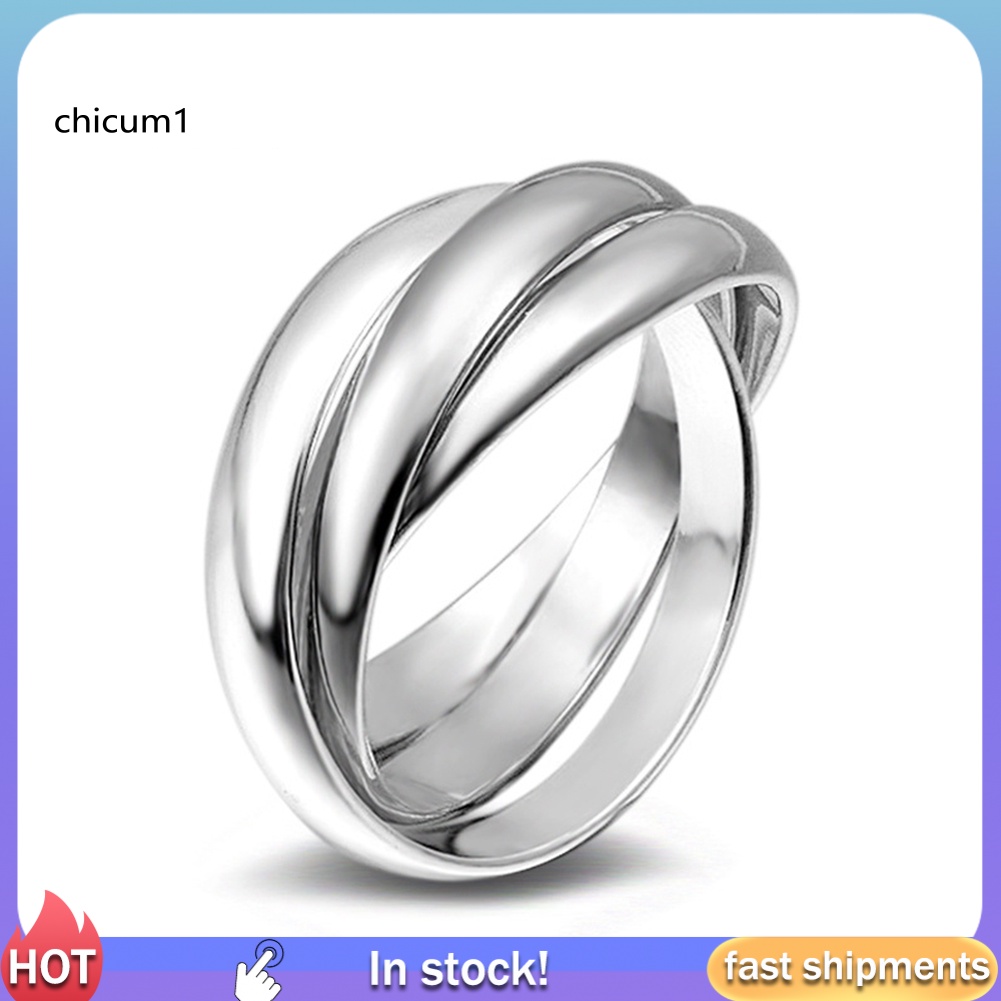 Nhẫn Cưới 3 Vòng Sáng Tạo Trơn Mịn Cho Nữ
