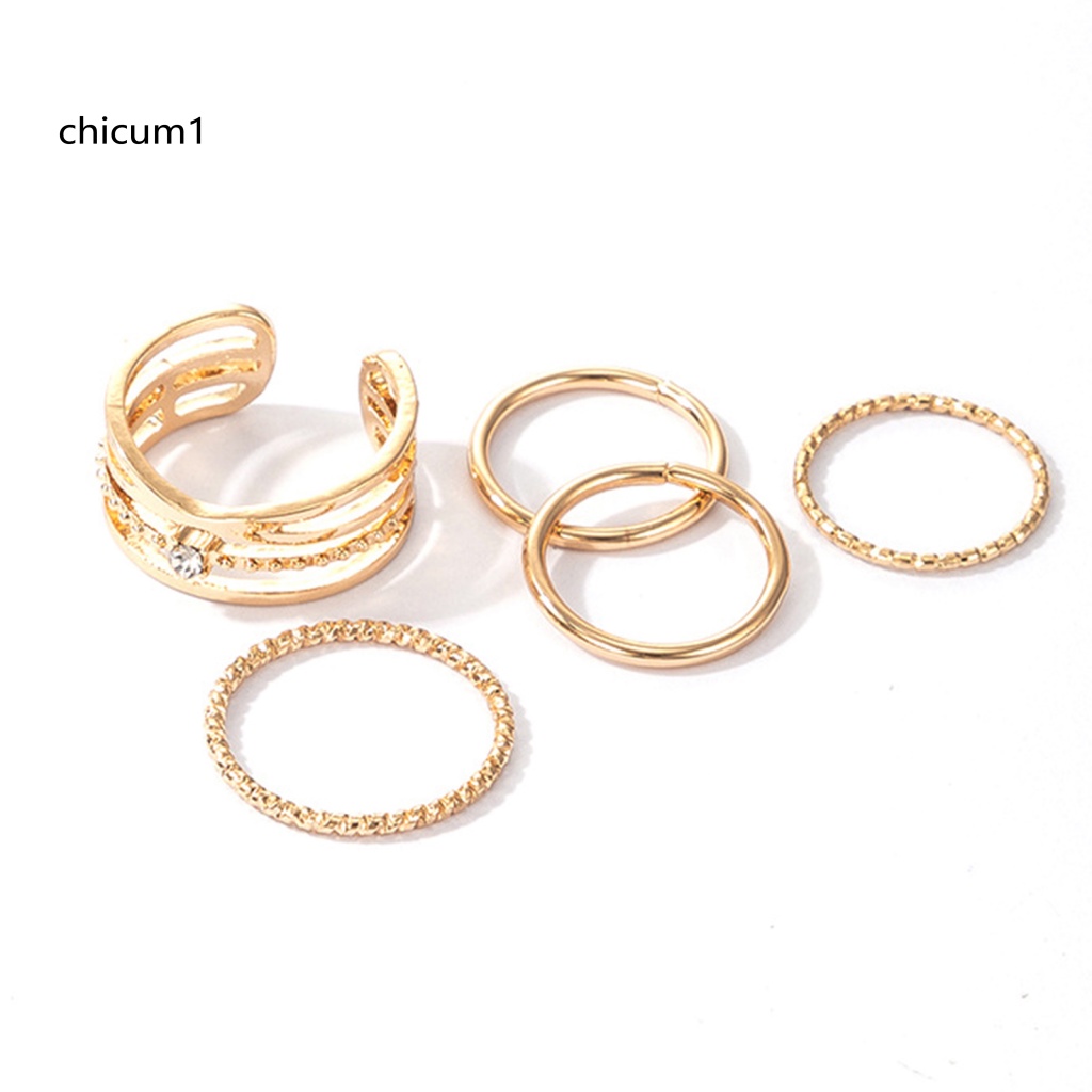 Set 5 Nhẫn Đeo Khớp Ngón Tay Màu Sắc Lấp Lánh Dễ Phối Đồ