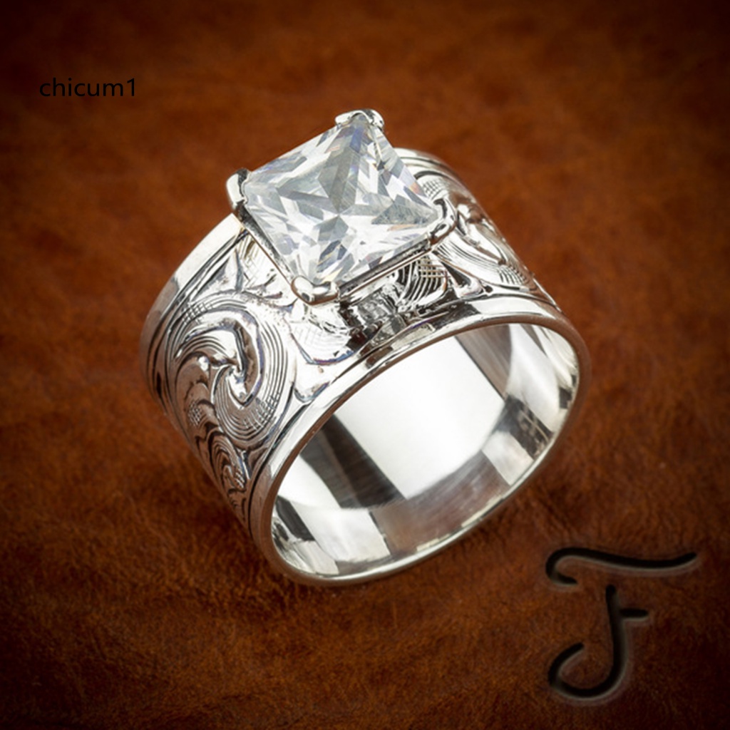 Nhẫn Unisex Đính Đá Zircon Cổ Điển Sang Trọng
