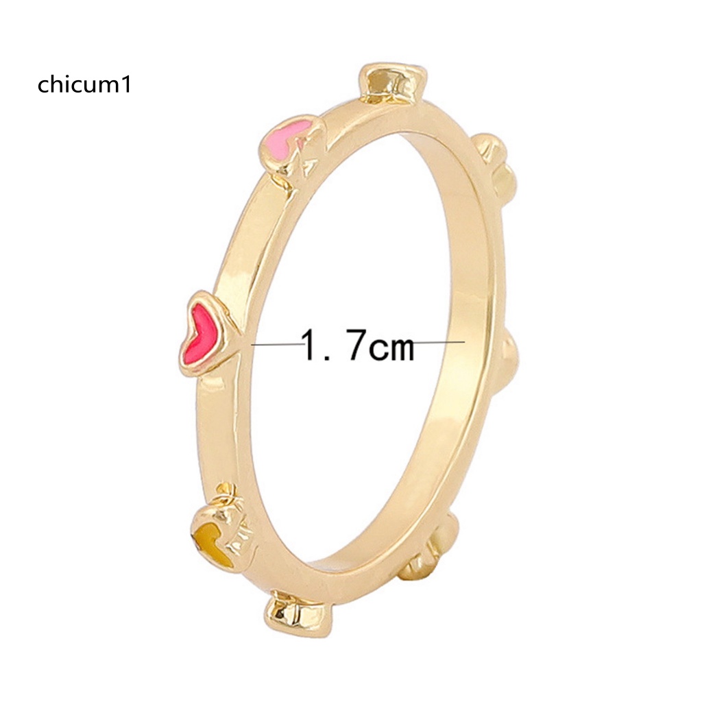 Nhẫn Họa Tiết Trái Tim Nhiều Màu Sắc Khô Thoáng Cho Nữ