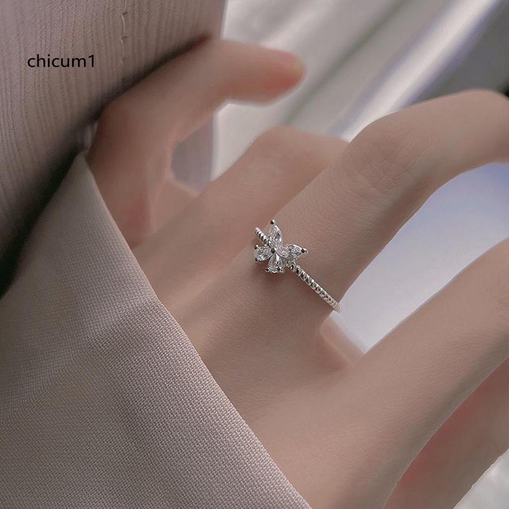 Nhẫn Hở Hình Bướm Đính Đá Sáng Bóng Dễ Điều Chỉnh Thời Trang Cho Nữ