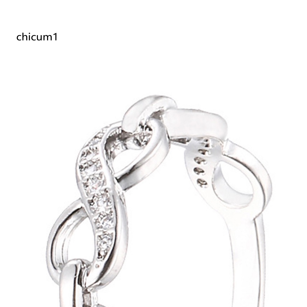 Nhẫn Hở Hình Số 8 Đính Đá Lấp Lánh Tùy Chỉnh Thời Trang Cho Nữ