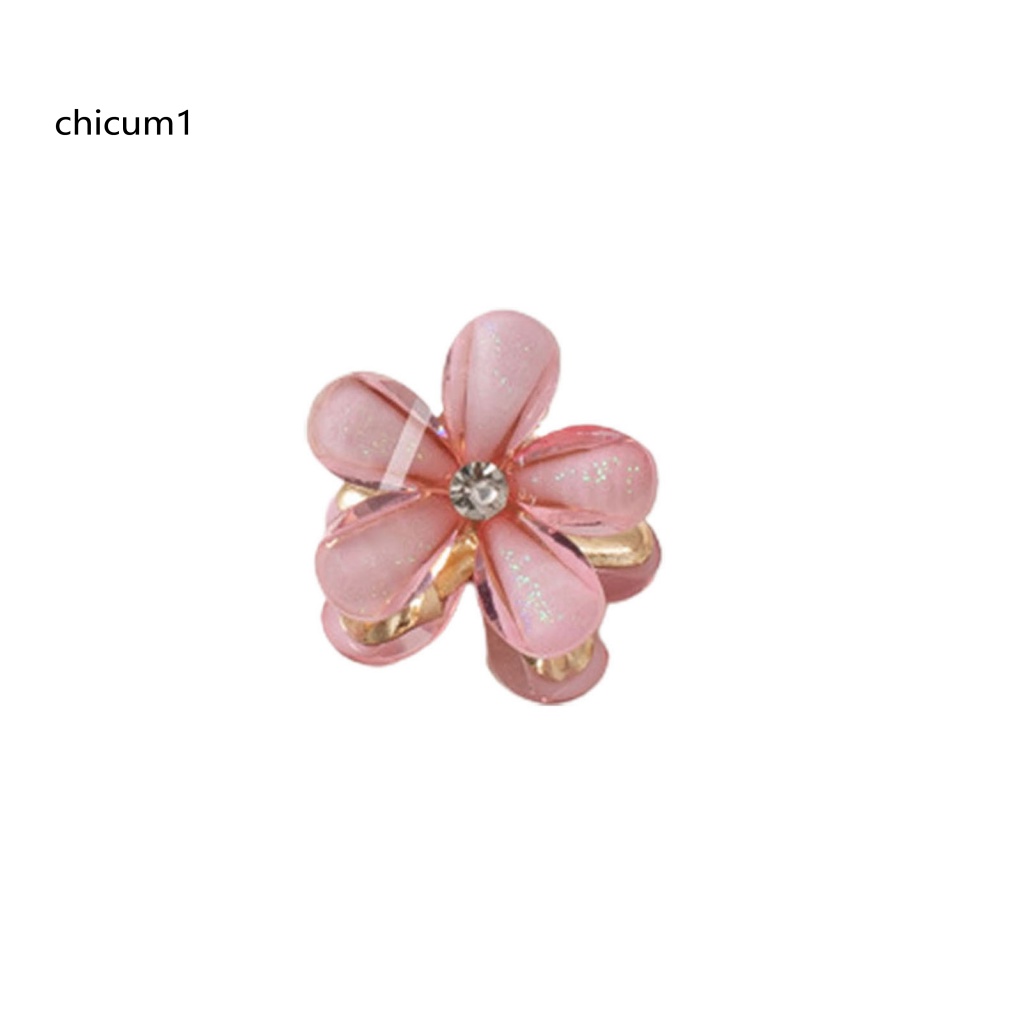 Set 2 Kẹp Tóc Kim Loại Hình Hoa Đính Đá Màu Sắc Tươi Sáng