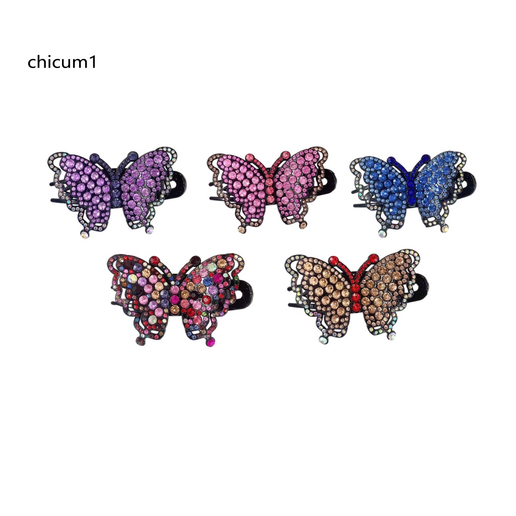 Kẹp Tóc Hình Bướm Đính Đá Nhiều Màu Chống Trượt Trọng Lượng Nhẹ