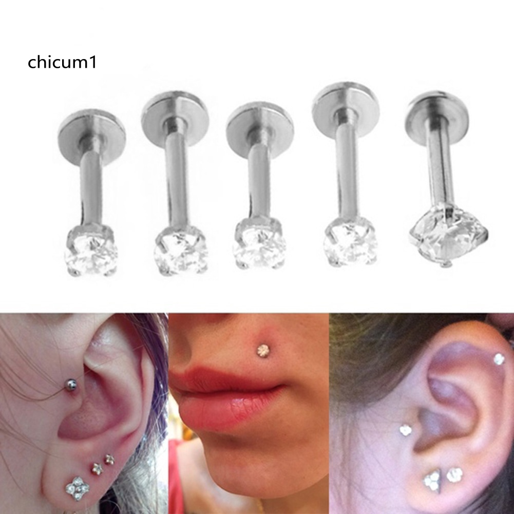 1 Khuyên Xỏ Môi / Tai / Mũi Đính Đá Zirconia Thời Trang Unisex