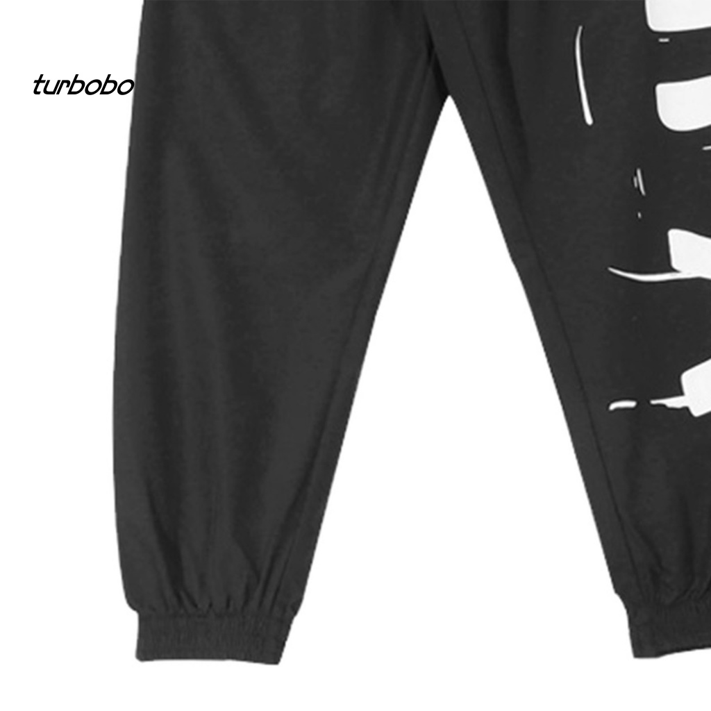 Turbobo Quần chạy bộ Dây Rút Lưng Thun Ống Rộng In Chữ Thời Trang Đường Phố Mùa Hè Cho Nam