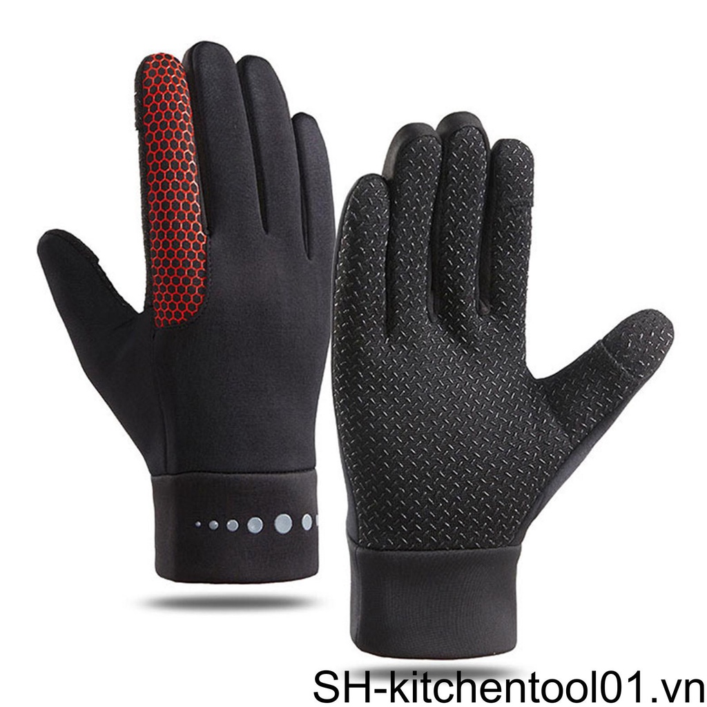 Găng Tay Đạp Xe / Trượt Tuyết Viền Lông Thỏ Giả Mềm Mại Dày Dặn Ấm Áp Chống Trượt Thời Tiết Lạnh