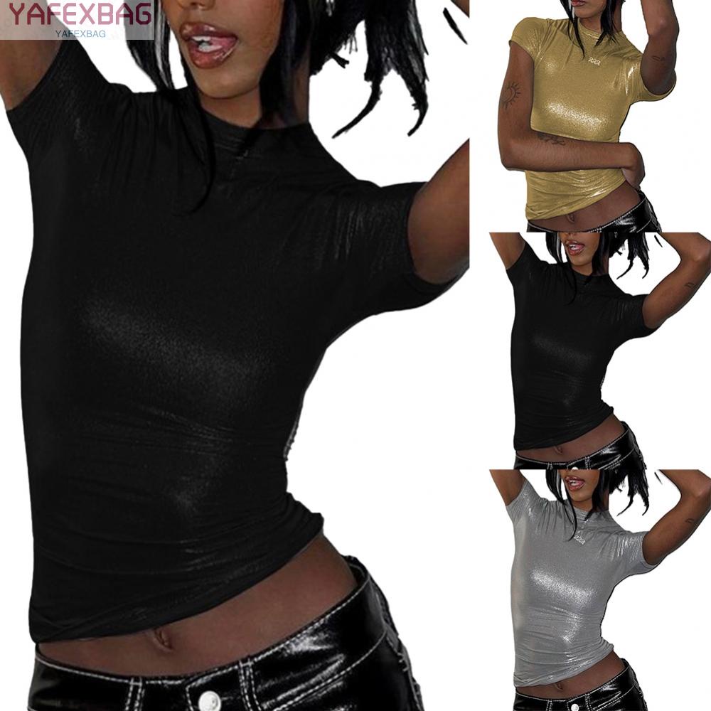 Trendy and Comfortable Solid Color Slim Fit Crop Blouse Women's Short Sleeve Tee