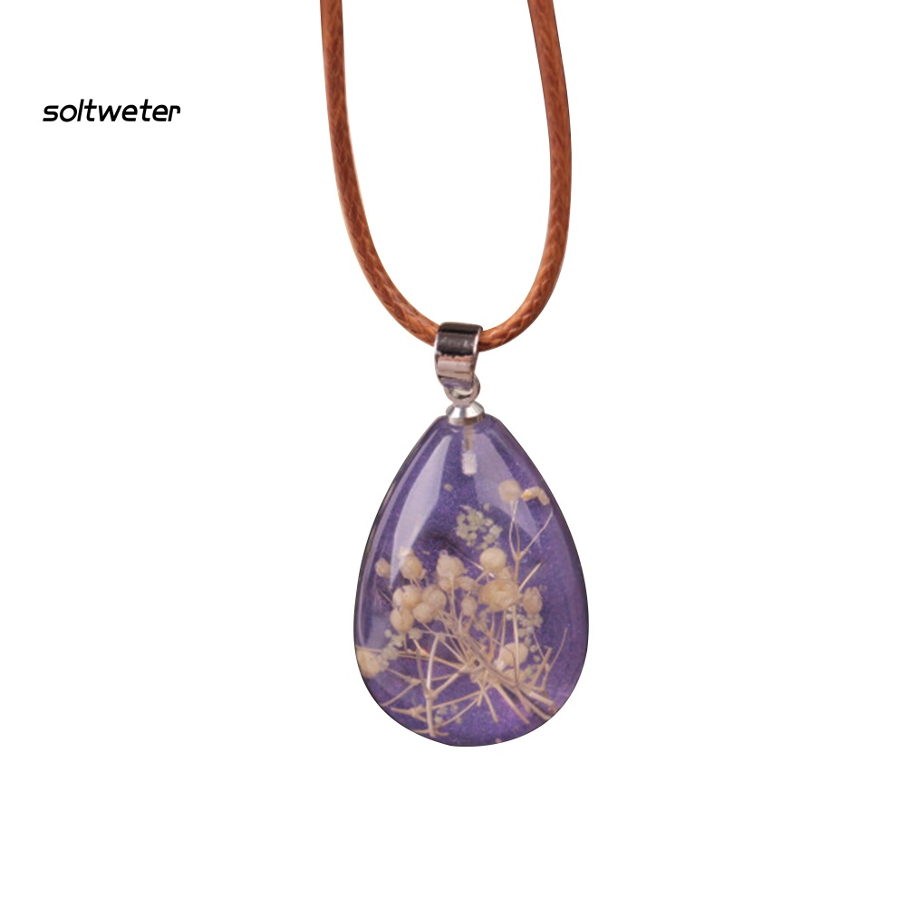 Vòng cổ Mặt Giọt Nước Mắt Xích Hợp Hoa Khô Phát Sáng Trong Đêm