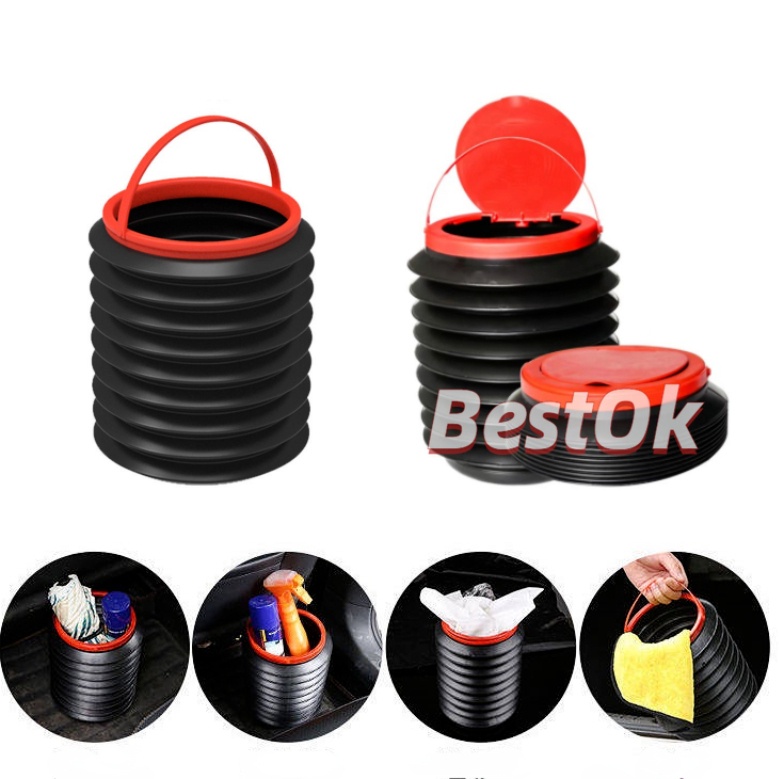 Thùng Rác 4L Gấp Gọn Tự Động Thông Dụng Cho Xe Hơi