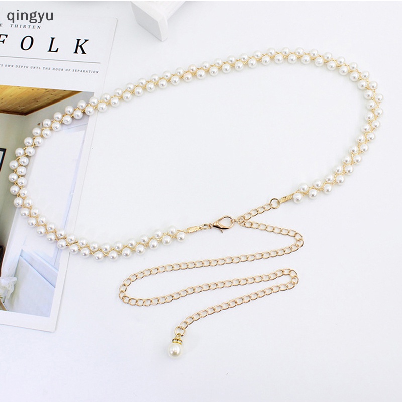 Thắt Lưng Dây Xích Mảnh Đính Ngọc Trai Thanh Lịch Thời Trang Cho Nữ