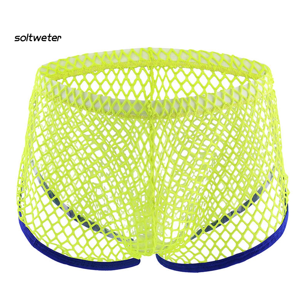 Quần Lót Boxer Lưng Thấp Phối Lưới Thoáng Khí Thời Trang Quyến Rũ Cho Nam