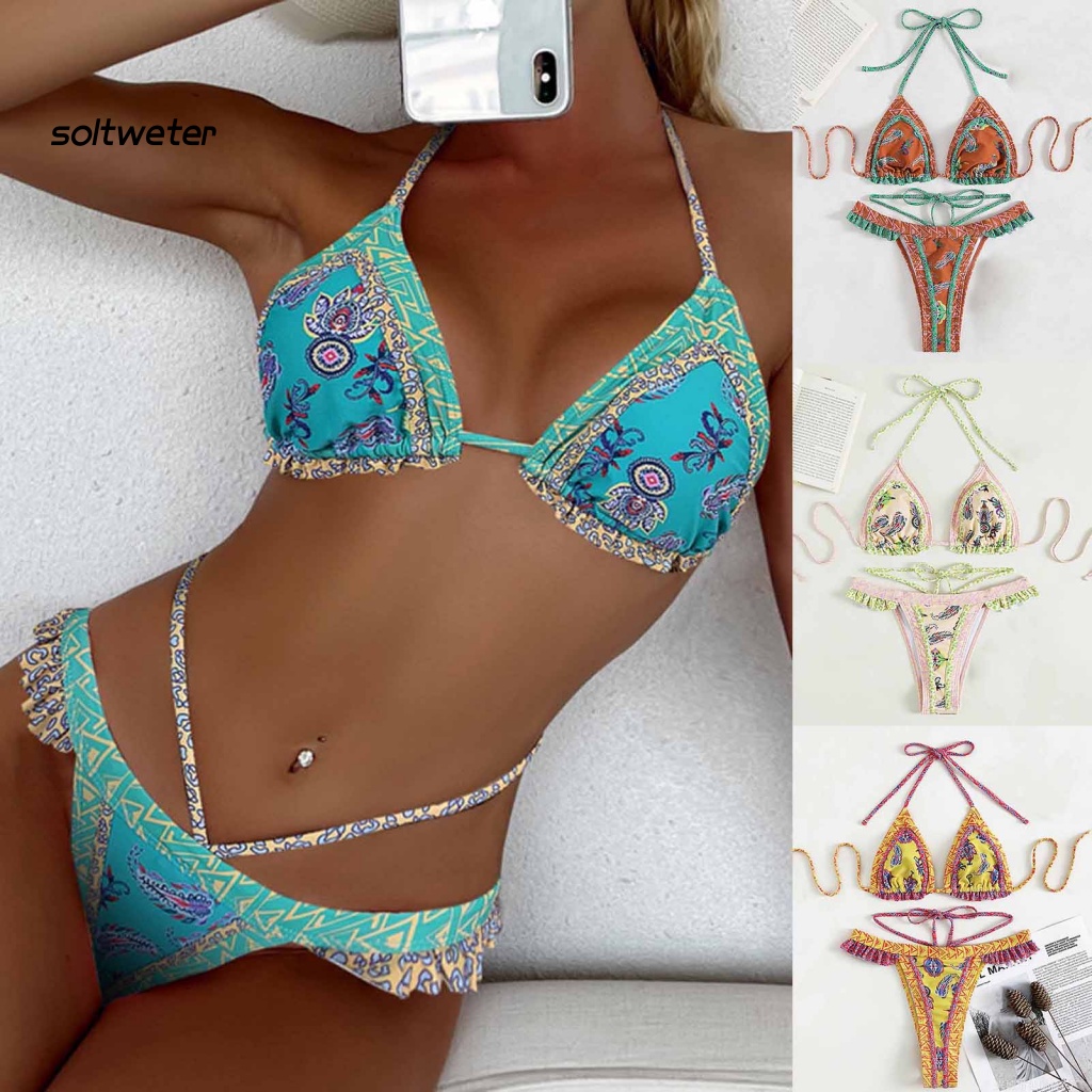 Bộ Đồ Bơi 2 Mảnh Thoáng Khí In Họa Tiết Nhiều Màu Sắc Phong Cách Bohemian Thời Trang Quyến Rũ Cho Nữ