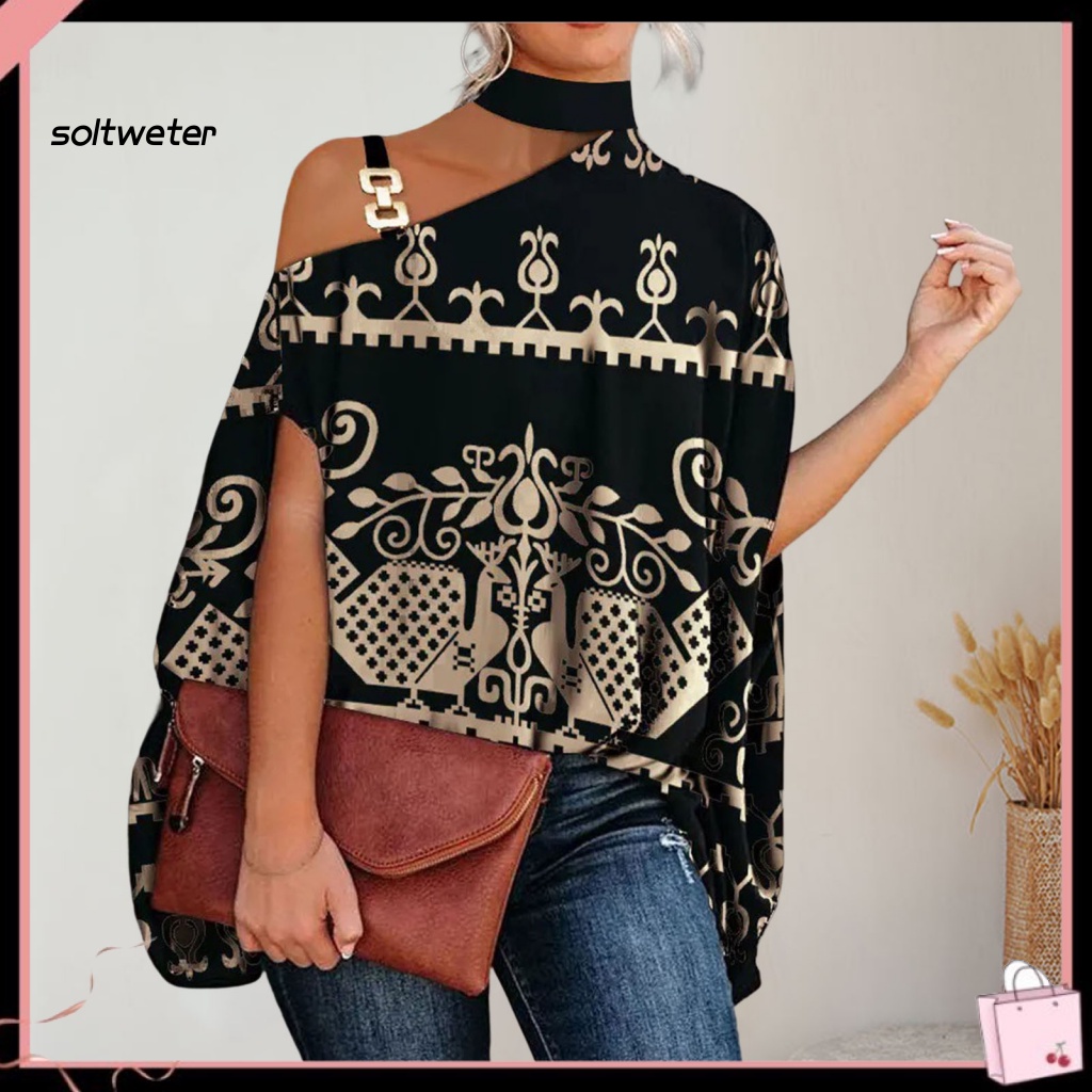 Áo Thun Lệch Vai Dáng Rộng Thời Trang Mùa Thu Cho Nữ