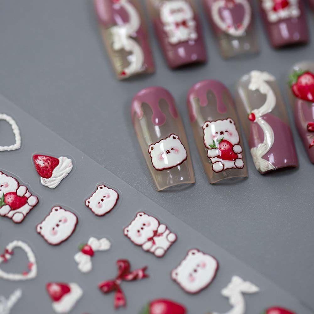 FALLFORBEAUTY Miếng Dán Trang Trí Móng Tay Họa Tiết Động Vật Hoạt Hình Dễ Thương DIY