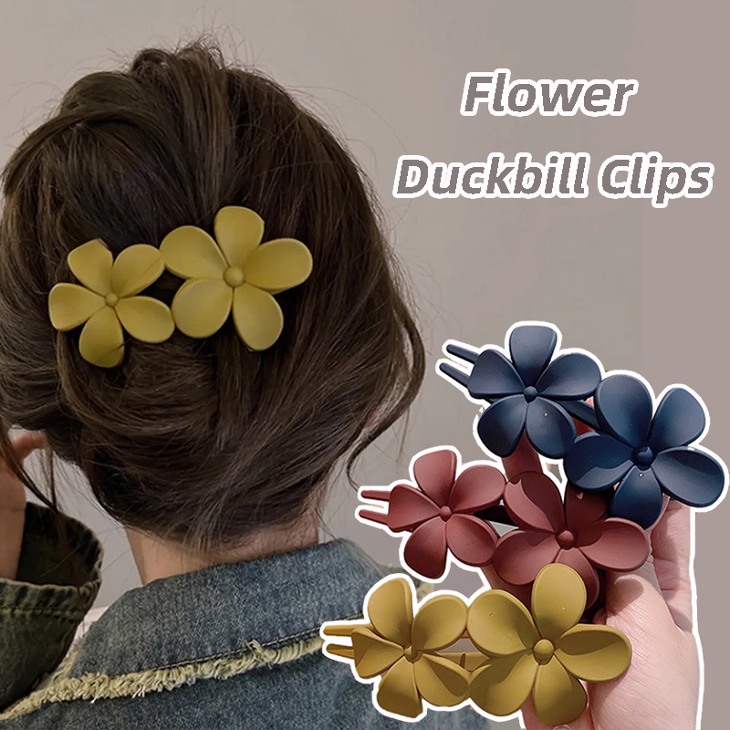 Kẹp Tóc Mỏ Vịt / Kẹp Tóc Đuôi Ngựa Bằng Acrylic Màu Trơn Đơn Giản Phong Cách Hàn Quốc Dành Cho Bạn Nữ