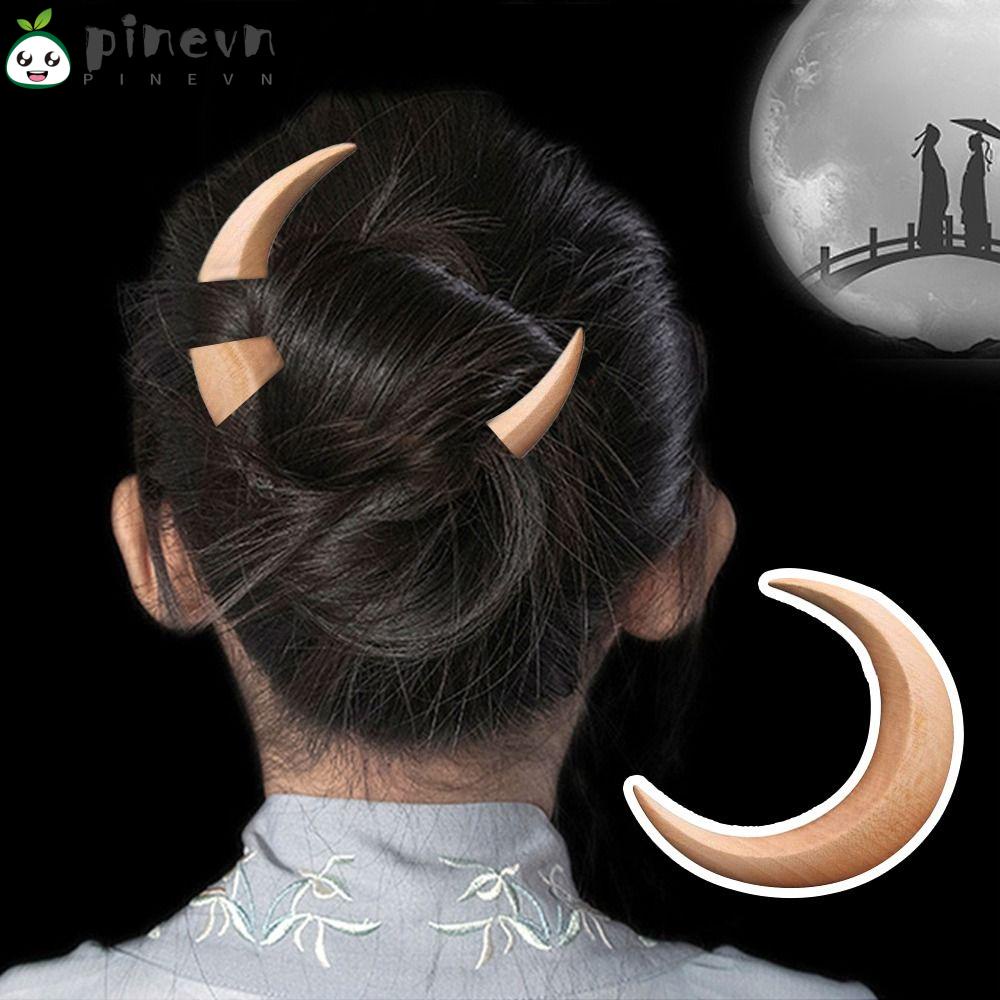 PINEVN Lược Cài Tóc Handmade Hình Mặt Trăng Thời Trang