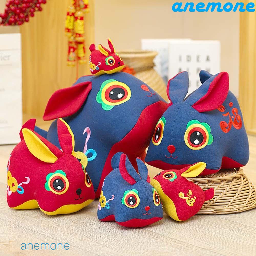 ANEMONE Thỏ Nhồi Bông Cotton Mềm Mại Phong Cách Trung Hoa Trang Trí Nhà Cửa
