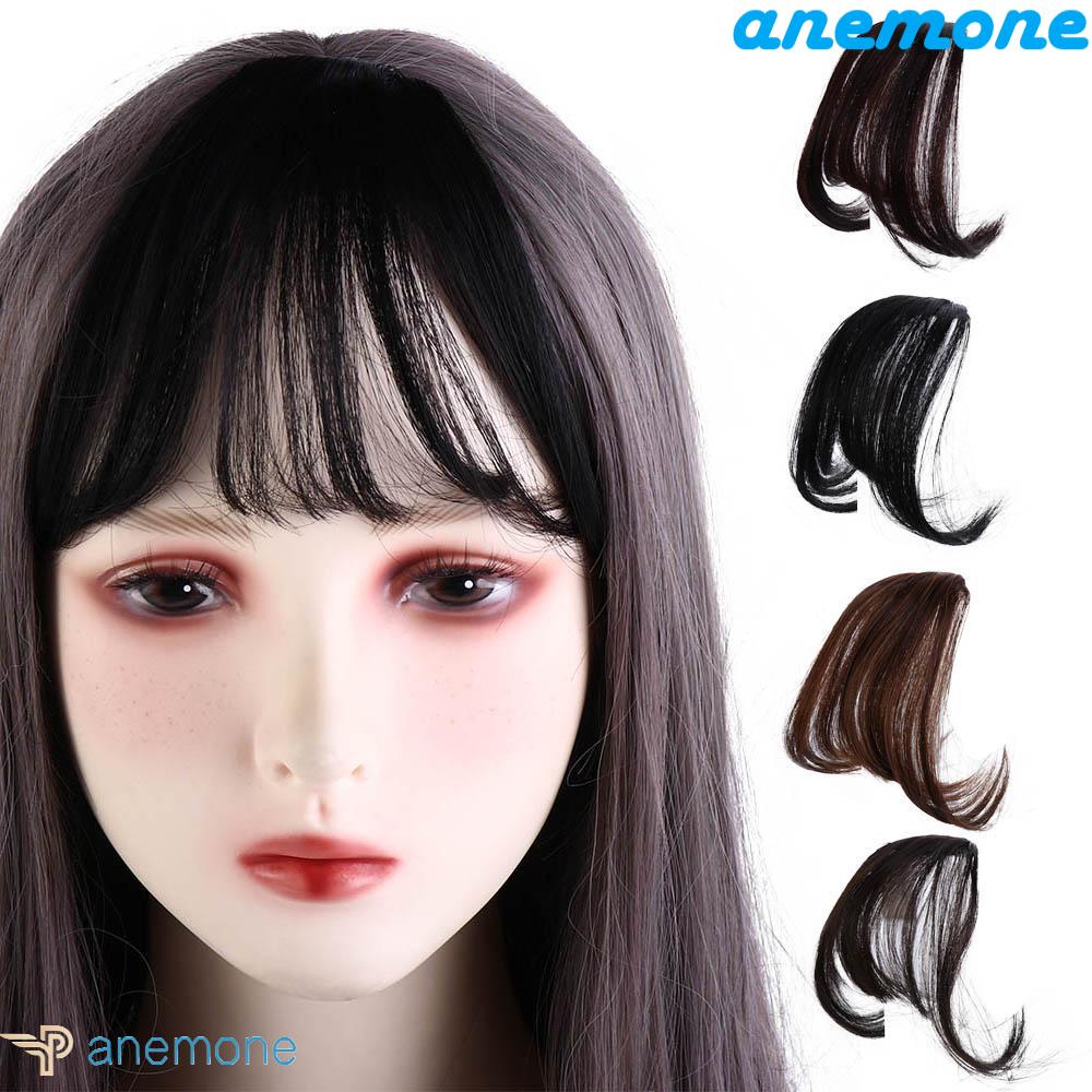 ANEMONE Tóc Mái Giả Thẳng Ngắn Màu Đen Bằng Sợi Tổng Hợp Cách Nhiệt Chất Lượng Cao