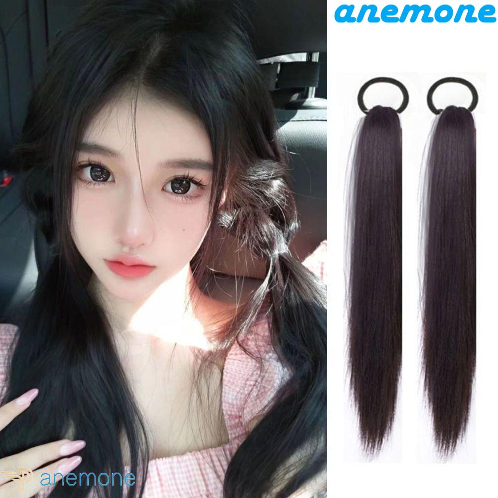 ANEMONE Bím Tóc Giả Thẳng Dài Màu Nâu Bằng Sợi Tổng Hợp Cách Nhiệt Chất Lượng Cao Cho Nữ