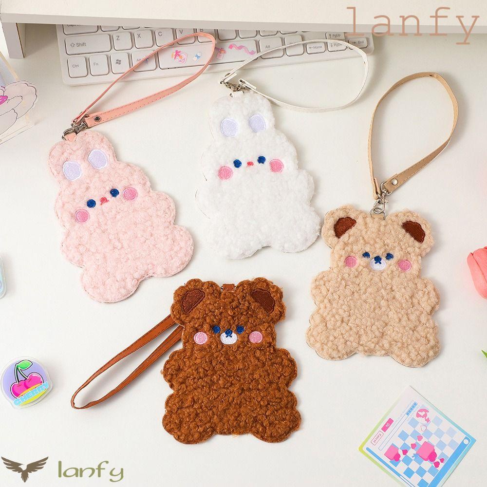 LANFY Vỏ Đựng Thẻ ID / Thẻ ID Bằng Vải Bông Hình Thỏ / Gấu Hoạt Hình Nhỏ Gọn Cho