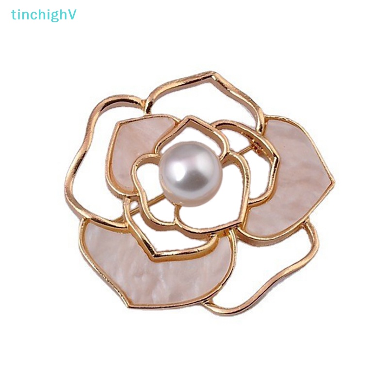 Ghim Cài Áo Hình Hoa Trà Đính Ngọc Trai Thời Trang Cho Nữ