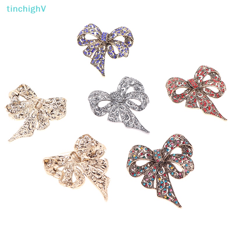 [TinchighV] Ghim Cài Áo Hình Nơ Đính Kim Cương Giả Bằng Kim Loại Cho Nữ