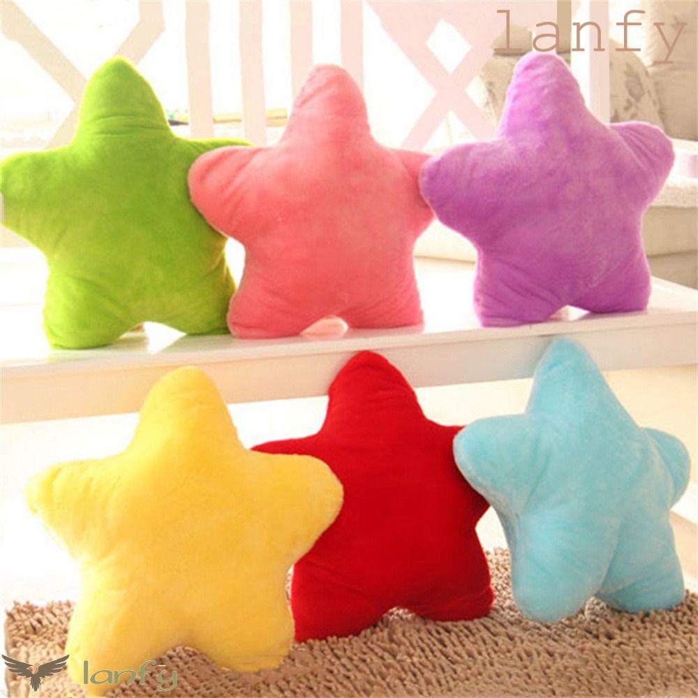 LANFY Gối Nhồi Bông Hình Ngôi Sao Năm Cánh Mềm Mại Màu Vàng Hồng 40cm Trang Trí Ghế Sofa