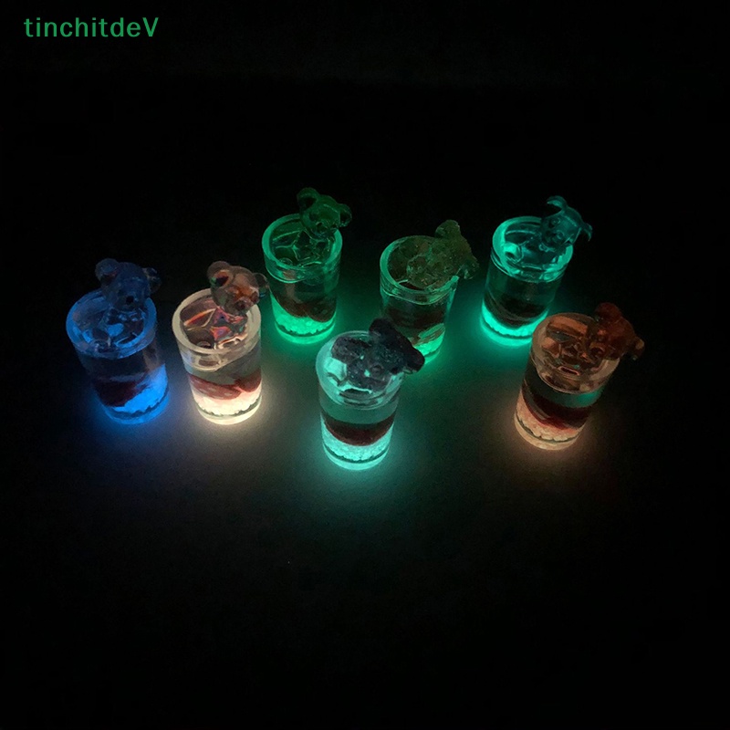 [TinchitdeV] Bộ 5 Cốc Uống Nước Mini Dạ Quang Hình Gấu Phụ Kiện Thu Nhỏ [Mới]