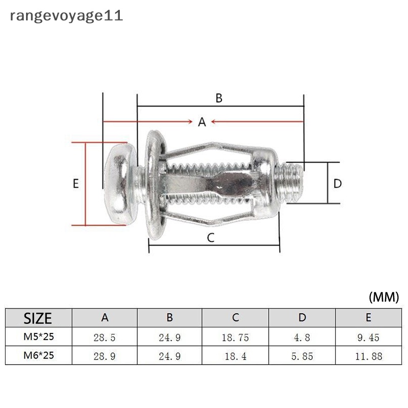 Bộ 10 Ốc Vít Kim Loại M5 / M6 Dùng Cho Xe Hơi / Tường / Sắt