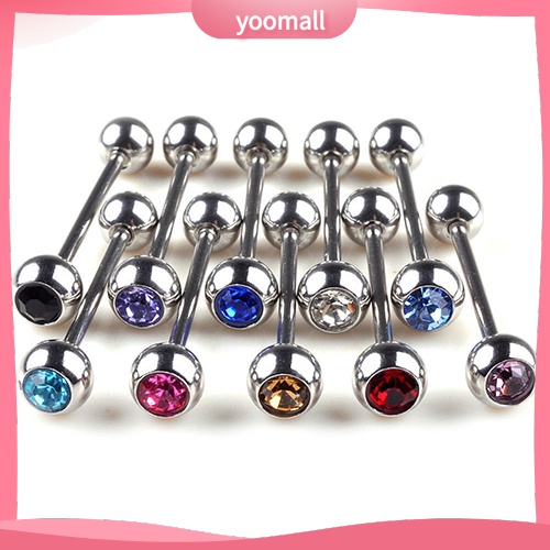 Set 10 Khuyên Lưỡi Đính Đá Cá Tính Unisex