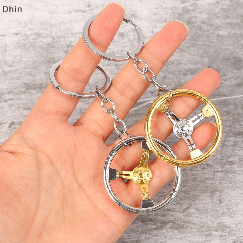 [Dhin] Sports Racing Mixed Color Personality Steering Wheel Modified Car Keychain Creative Model Metal Charm Key Ring COD