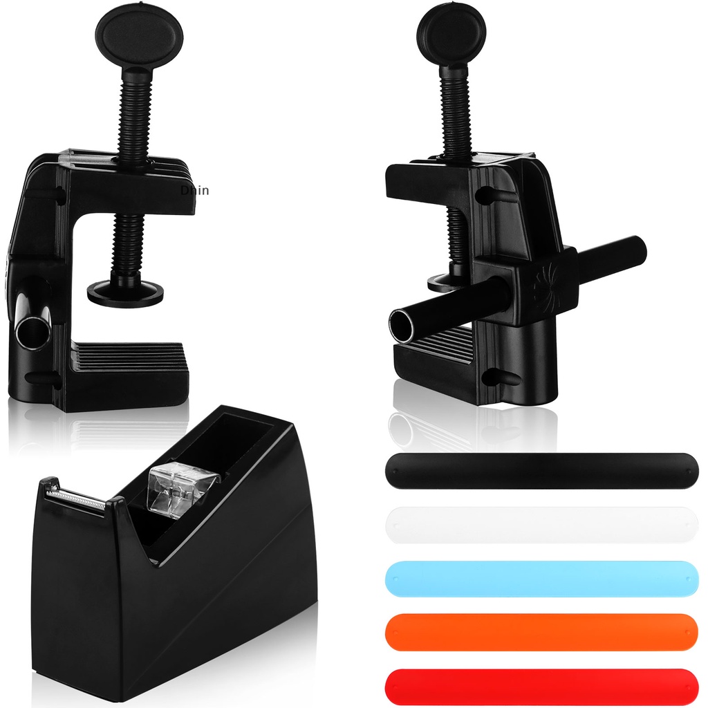 [Dhin] 10 Pcs Tabletop Gift Wrapping Tools Includes Portable Table Clamps Black Tape Dispenser Silicone Slap Bracelets Thickness Plastic Tubing for Christmas Gift Wrapping School S
