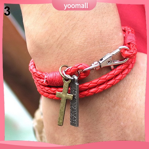 Vòng Tay Giả Da Mặt Thánh Giá Cho Nam