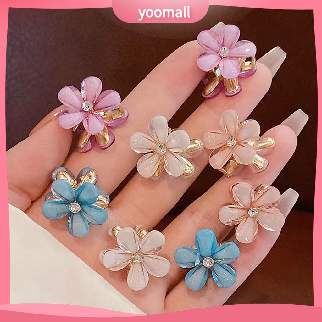 Bộ 2 Kẹp Tóc Kim Loại Hình Hoa Đính Đá Màu Sắc Tươi Sáng