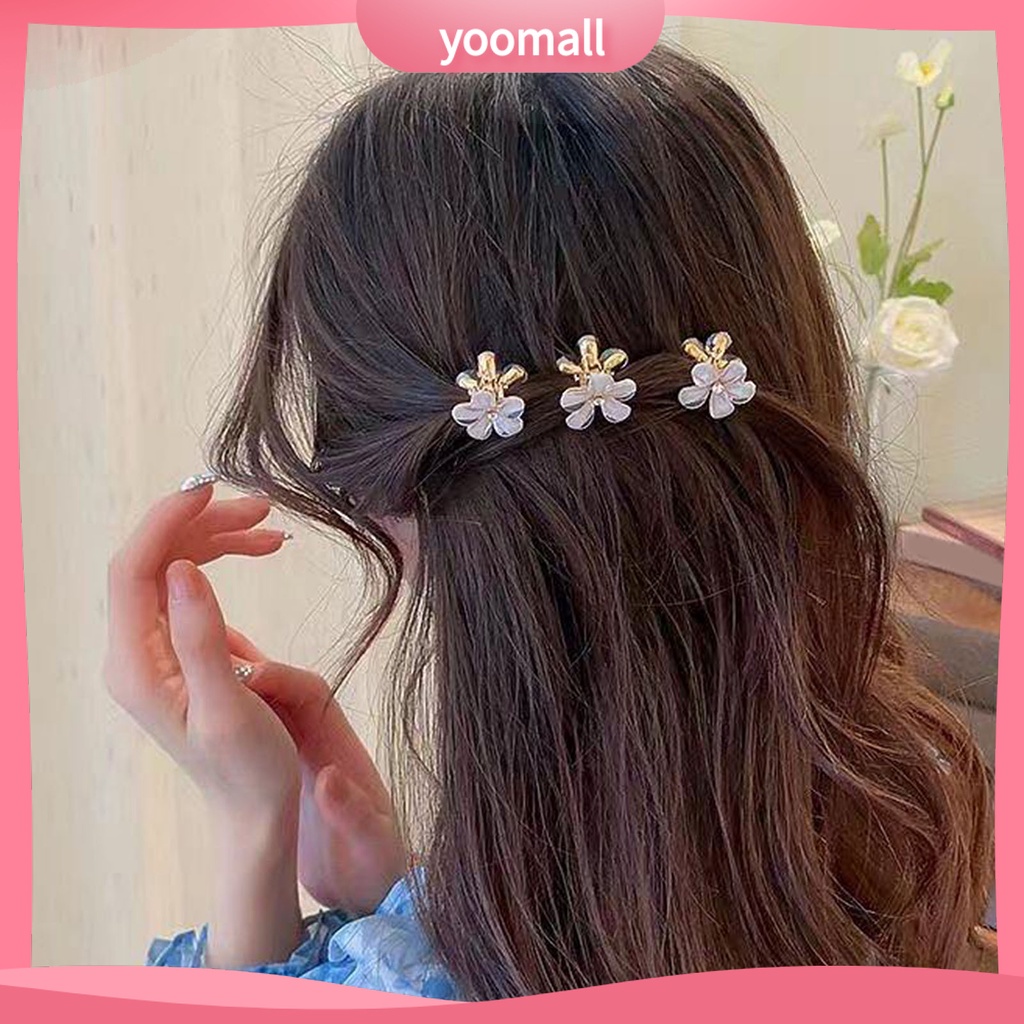 Bộ 2 Kẹp Tóc Kim Loại Hình Hoa Đính Đá Màu Sắc Tươi Sáng