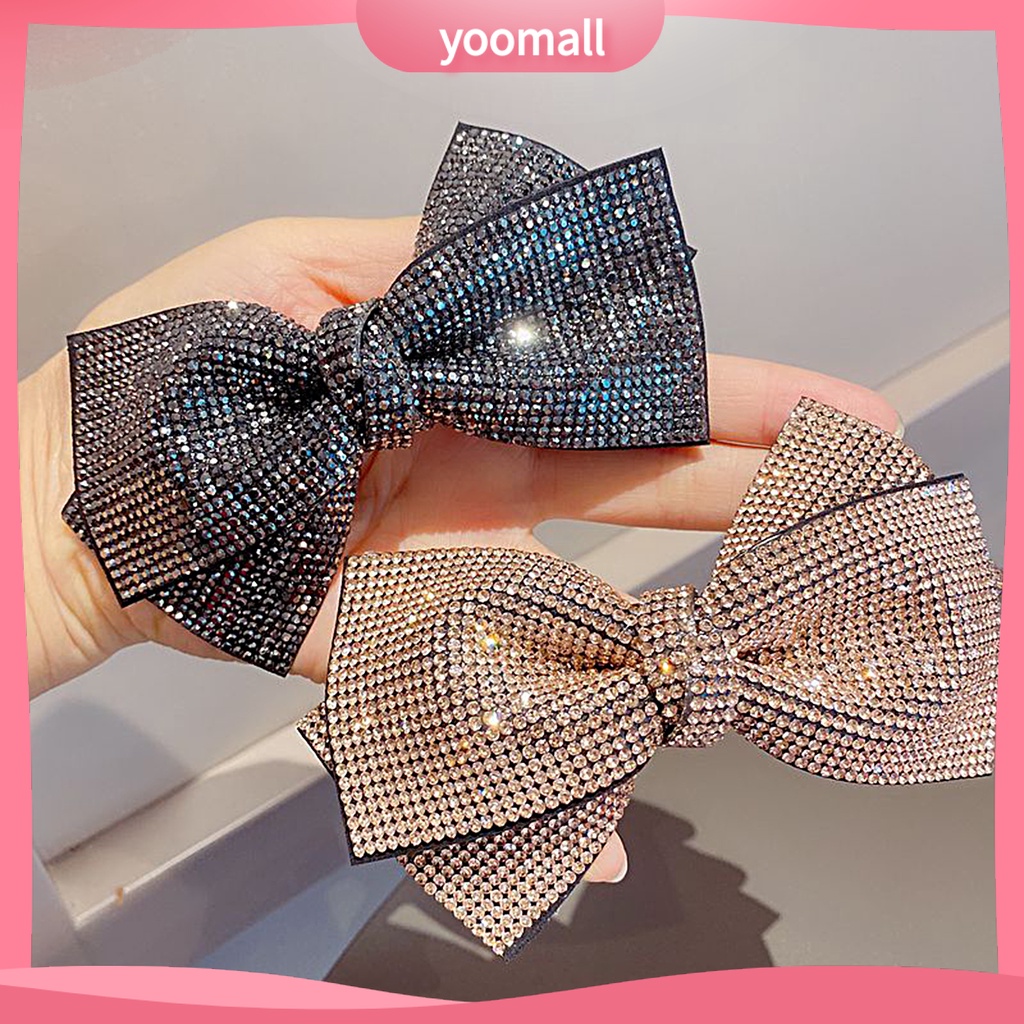 Kẹp Tóc Nơ Đính Đá Lấp Lánh Cố Định Chống Trượt Chống Rơi Vỡ