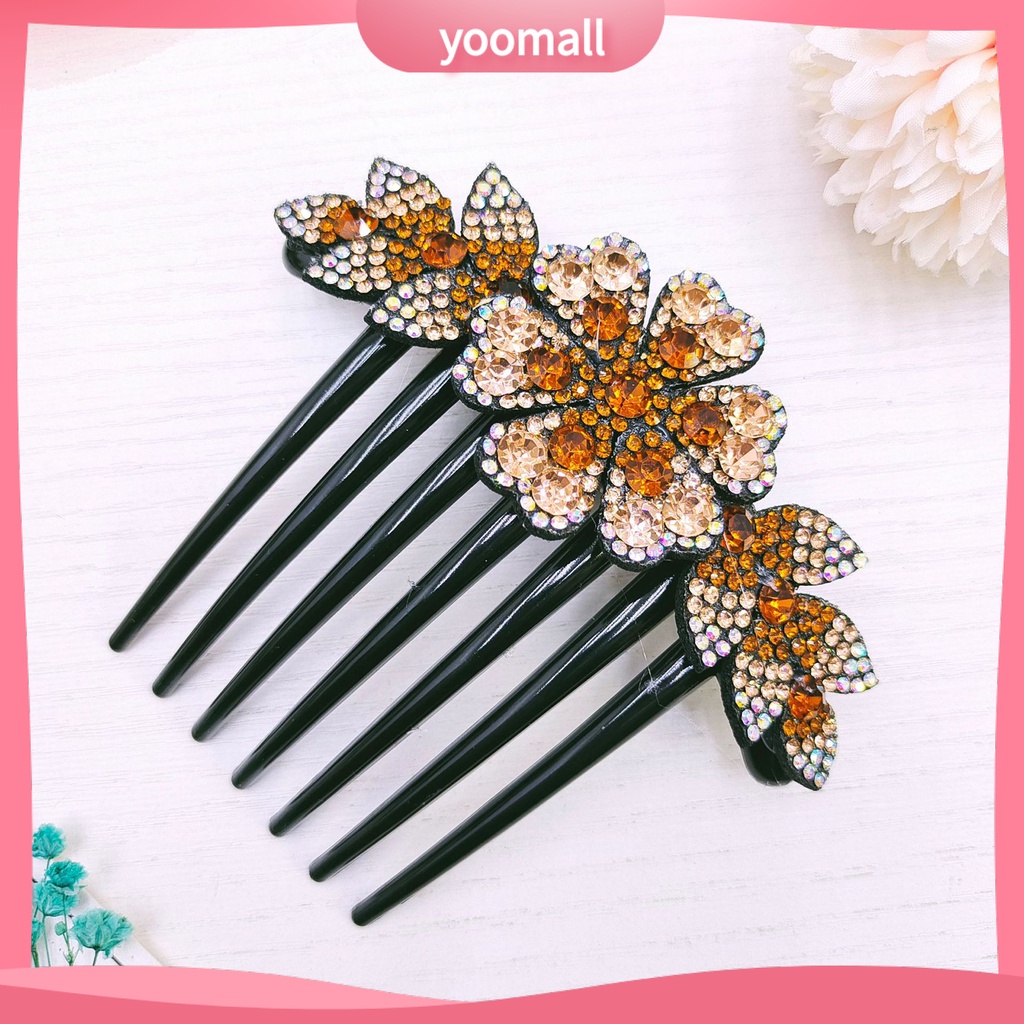 Lược Cài Tóc Đính Đá Chống Trượt Phong Cách Hàn Quốc Cho Cô Dâu