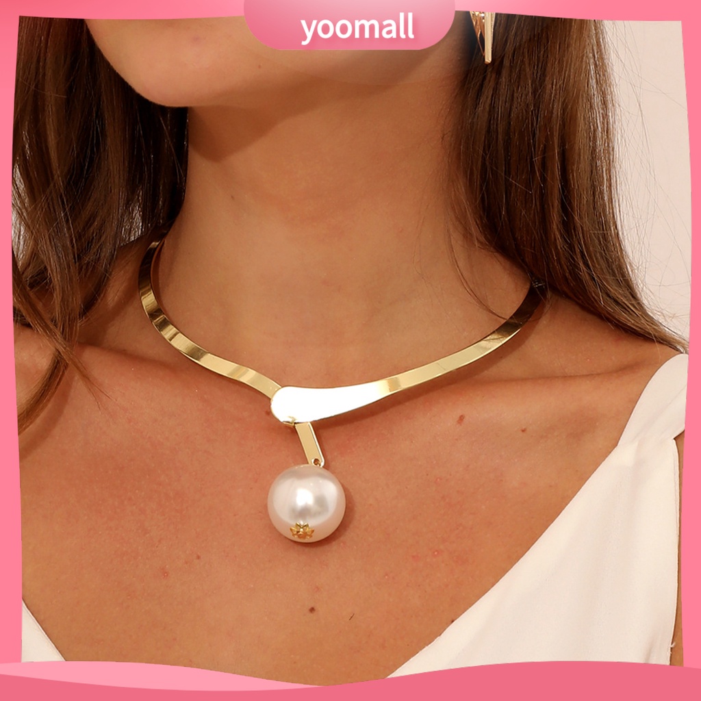 [YM] Vòng Cổ Choker Ngọc Trai Nhân Tạo Bề Mặt Bóng Thoải Mái Dễ Mặc Cho Đám Cưới
