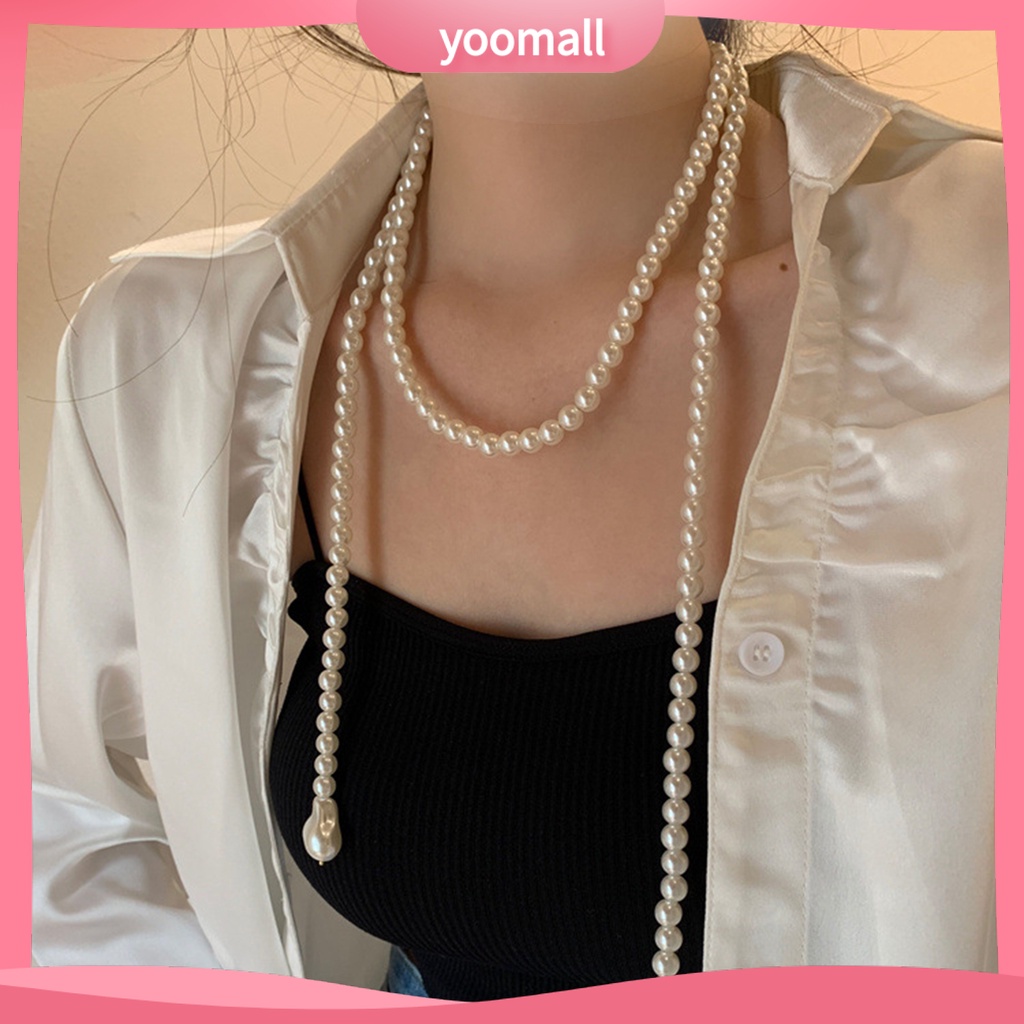 Vòng Cổ Choker Dài Nhiều Lớp Đính Ngọc Trai Nhân Tạo Phong Cách Vintage Dành Cho Nữ