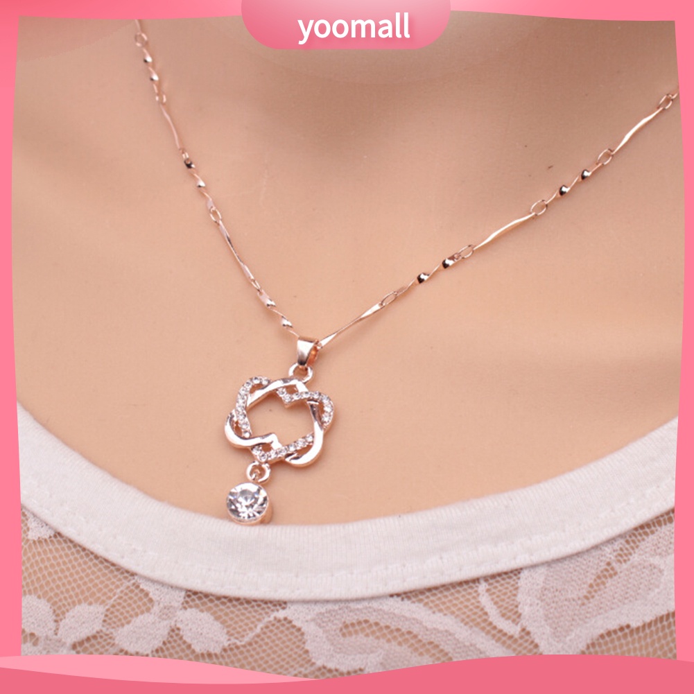 Vòng cổ Mặt Hình Trái Tim Đôi Đính Đá Thời Trang Dành Cho Nữ