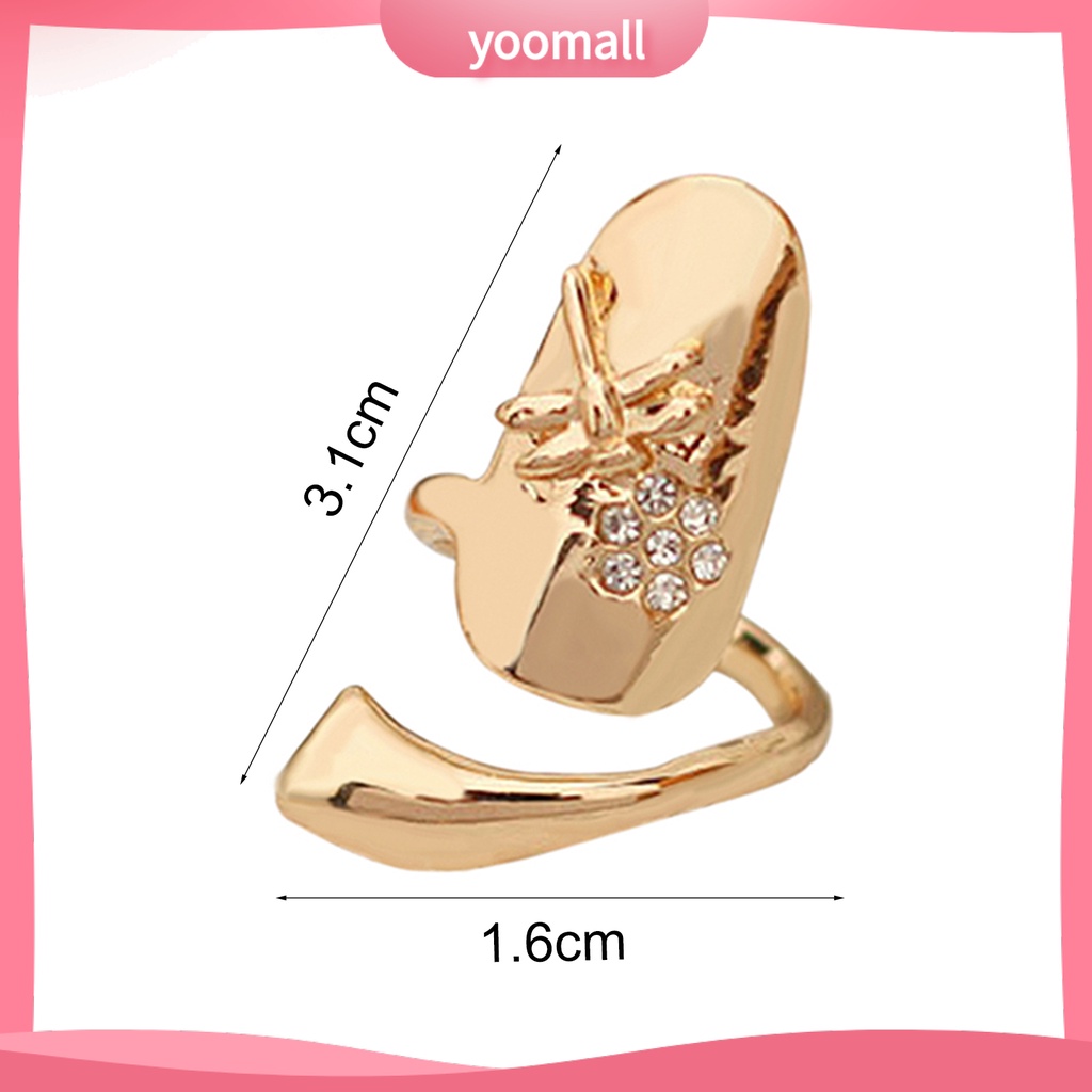 1 Nhẫn Hợp Kim Đính Đá Lấp Lánh Trang Trí Móng Tay