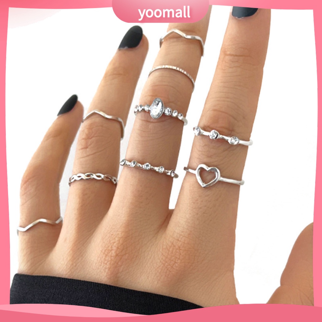 Bộ 9 Nhẫn Đeo Tay Thiết Kế Đơn Giản Sáng Tạo Phong Cách Vintage