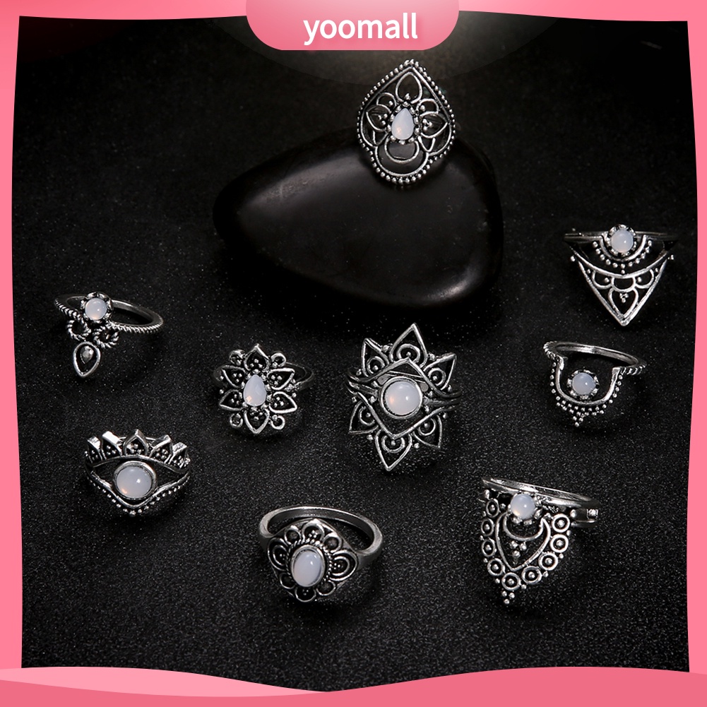 Set 9 Nhẫn Đeo Khớp Ngón Tay Phong Cách Retro