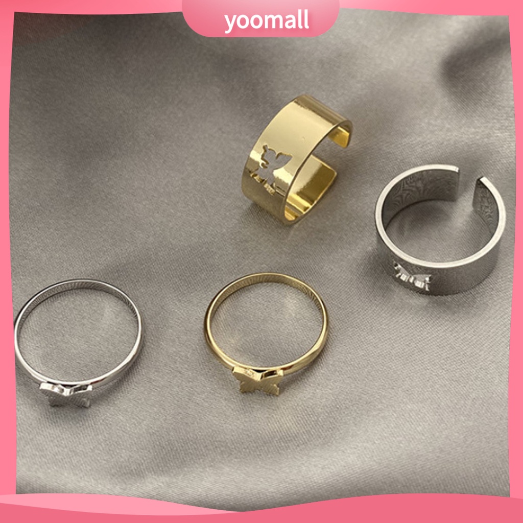 Set 2 Nhẫn Cặp Hình Mặt Trăng Nhiều Màu Sắc Thời Trang