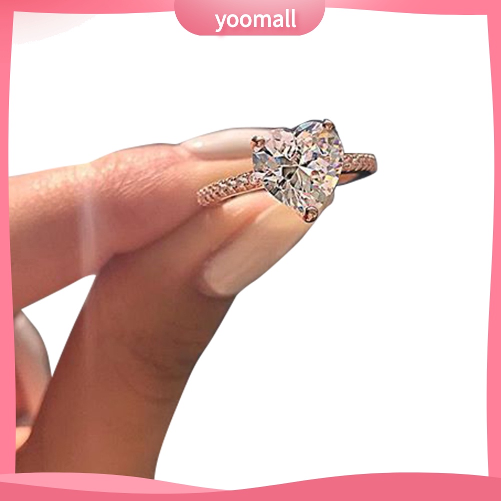 Nhẫn Đính Hôn Mặt Trái Tim Đính Đá Zircon Thời Trang Dành Cho Nữ