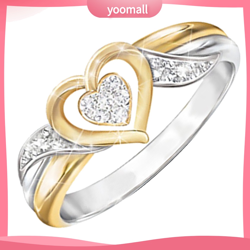 Nhẫn Đính Hôn Đính Đá Hình Trái Tim Lấp Lánh Dành Cho Nữ