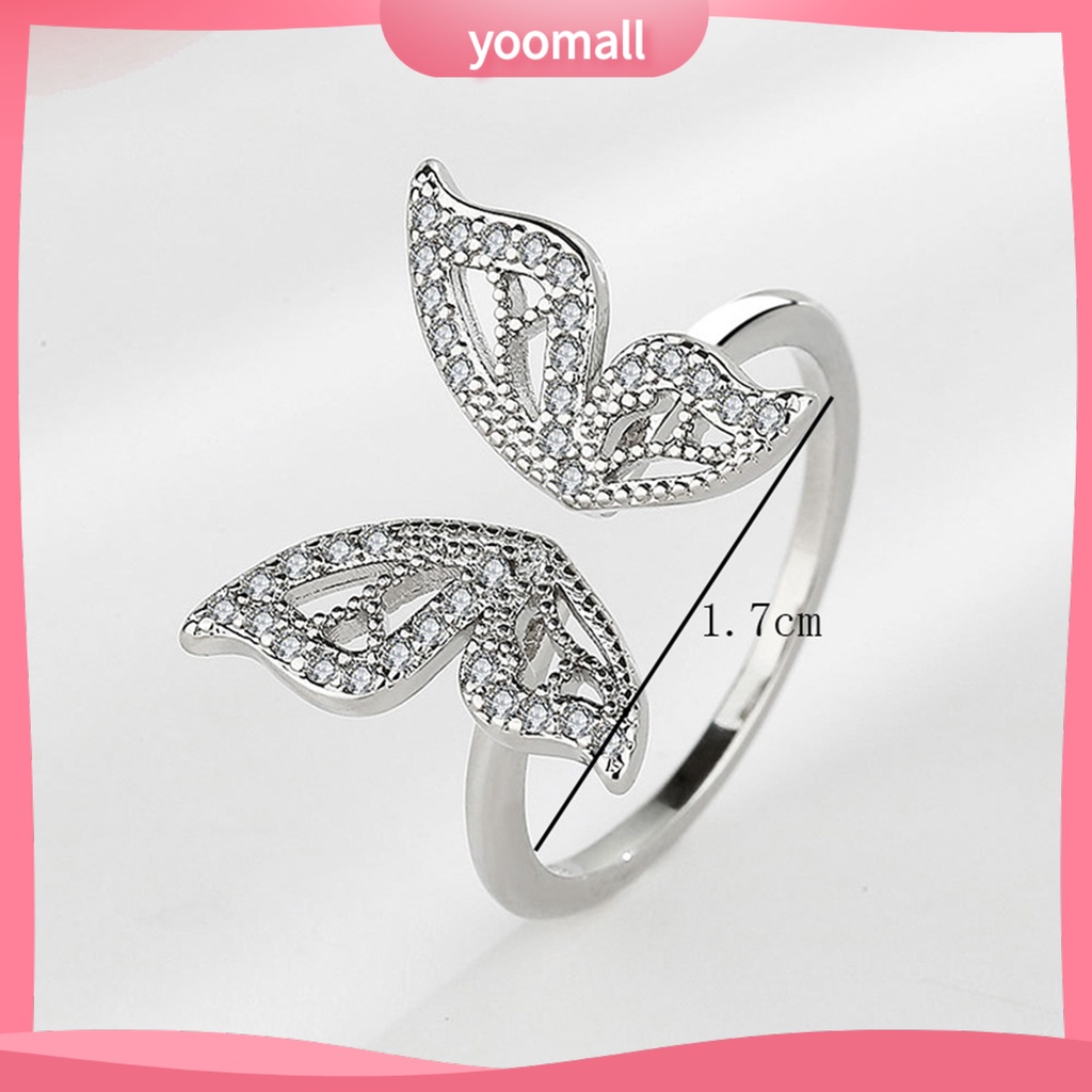 Nhẫn Hở Hình Bướm Đính Đá Lấp Lánh Có Thể Điều Chỉnh Kích Thước