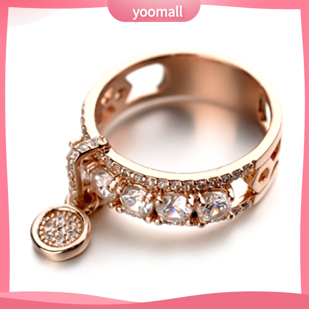 Nhẫn Đính Đá Zircon Hình Đĩa Kim Loại Sáng Tạo Cho Nữ