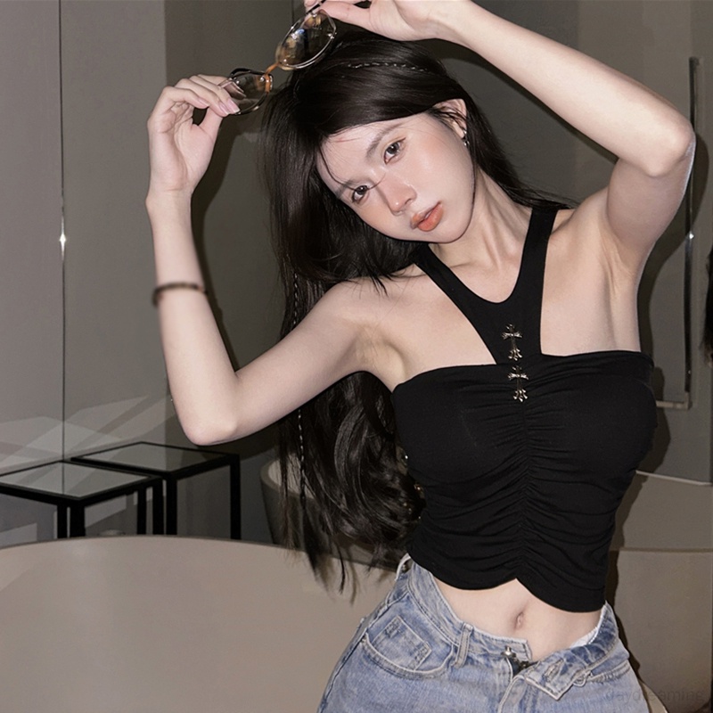 Áo Croptop Sát Nách Phong Cách Mỹ Ngọt Ngào Thời Trang Mùa Hè Cho Nữ